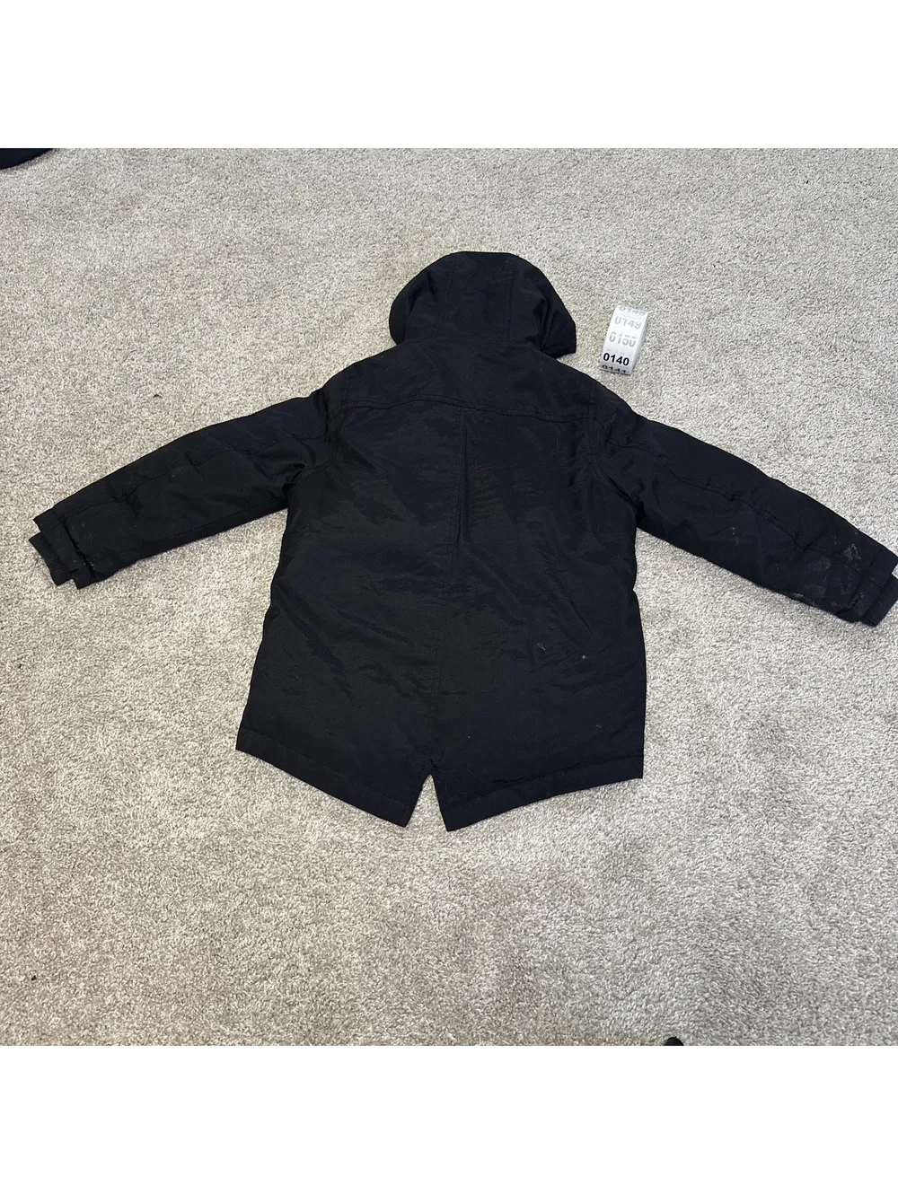 Eddie Bauer black kids coat sherpa lined hood XS